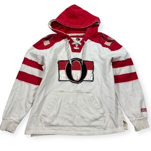 CCM Hockey Hoodie Ottawa Senators Size L White 2013 Retro "O" Jersey Style
